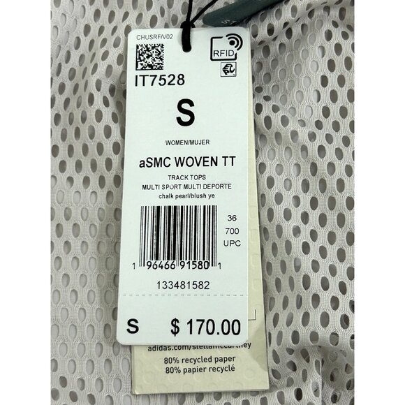 Adidas Stella McCartney Track Top S Oversized Grey Yellow Tan Zip Drawcords Logo - Picture 7 of 16